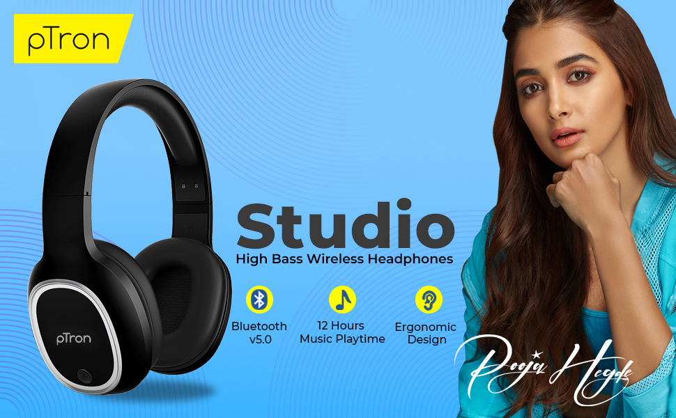 pTron studio over ear wireless headphones