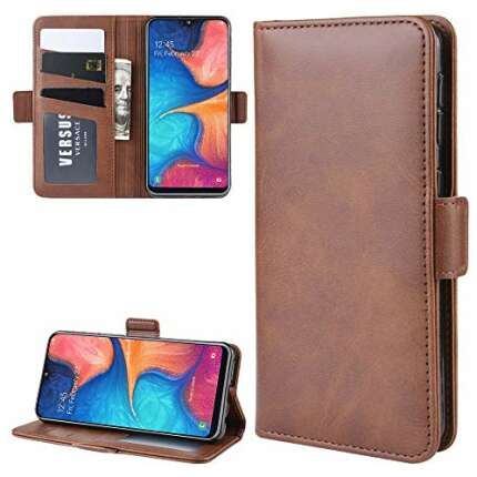 Mobile Phone Case for Galaxy A20e Double Buckle Business Mobile Phone Holster with Card Wallet Bracket Function Phone Accessories