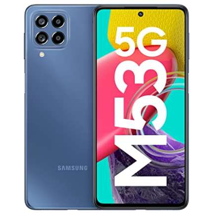 Samsung Galaxy M53 5G (Deep Ocean Blue, 8GB, 128GB Storage) | 108MP | sAmoled+ 120Hz | 16GB RAM with RAM Plus | Travel Adapter to be Purchased Separately