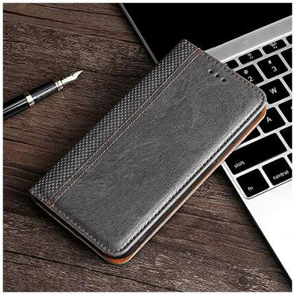 Mobile Phone Case for Samsung Galaxy A22 5G Grid Texture Magnetic PU + TPU Horizontal Flip Leather Case with Holder & Card Slot Phone Accessories