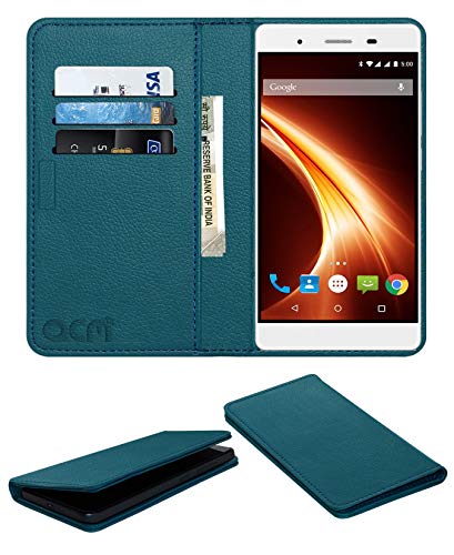 Acm Rich Leather Flip Wallet Front & Back Case Compatible with Lava X10 Mobile Flap Magnetic Cover Turquosie