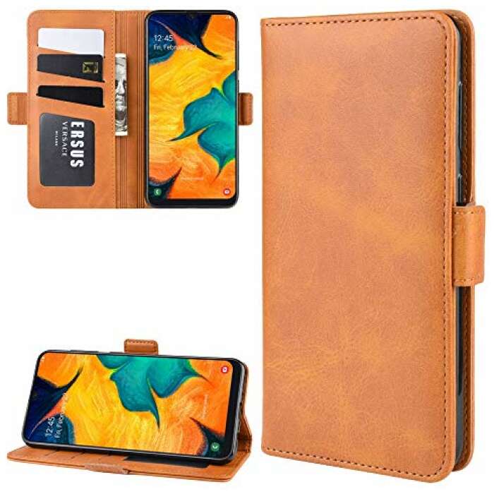 Mobile Phone Case for Galaxy A30/A20 Double Buckle Business Mobile Phone Holster with Card Wallet Bracket Function Phone Accessories