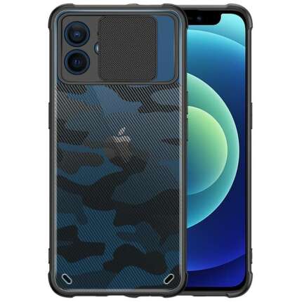Zivite Camouflage Lens Back Cover [Military Grade Protection] Shock Proof Slim Slide Camera Lens Cover Mobile Phone Case for iPhone 11 - Black