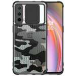 Zivite Camouflage Lens Back Cover [Military Grade Protection] Shock Proof Slim Slide Camera Lens Cover Mobile Phone Case for OnePlus Nord CE 5G - Black