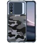 Zivite Camouflage Lens Back Cover [Military Grade Protection] Shock Proof Slim Slide Camera Lens Cover Mobile Phone Case for Vivo Y20/Y12G/Y12S - Blue