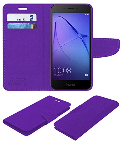 Acm Mobile Leather Flip Flap Wallet Case Compatible with Honor Holly 4 Plus Mobile Cover Purple