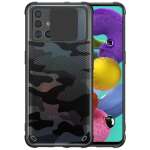 Zivite Camouflage Lens Back Cover [Military Grade Protection] Shock Proof Slim Slide Camera Lens Cover Mobile Phone Case for Samsung Galaxy A71 - Black
