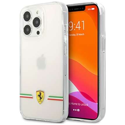 Ferrari iPhone 13 Pro Max Case [Official Licensed] by CG Mobile | Italia Wings | Hard & Shock Absorption Protective Case/Cover Designed for iPhone 13 Pro Max (6.7-Inch, 2021) - Clear