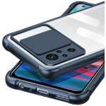 Cascov Military Grade Protection Shock Proof Slim Slide Camera Lens Cover Transparent Lens Mobile Phone Case for Redmi Note 10s - Blue