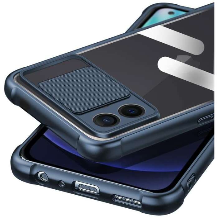 Glaslux Transparent Lens Back Cover Shock Proof Slim Slide Camera Lens Cover Military Grade Protection Mobile Phone Case for iPhone 11 - Blue