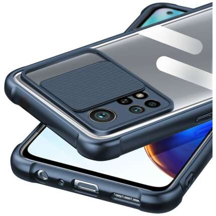 Mobirush Transparent Lens Back Cover [Military Grade Protection] Shock Proof Slim Slide Camera Lens Cover Mobile Phone Case for Xiaomi Mi 10T Pro 5G - Blue
