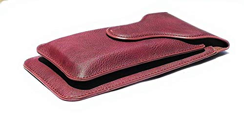 ConnectPoint Pu Leather Belt Clip Case with Double Mobile Pocket Pouch Cover, Holster Belt Clip Case Magnetic Cover for Samsung Galaxy A04s - Red (2 Pocket for 6.5 inch and 5.5 inch Mobile)