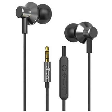 pTron Pride Lite HBE (High Bass Earphones) in-Ear Wired Headphones with in-line Mic, 10mm Powerful Driver for Stereo Audio, Noise Cancelling Headset with 1.2m Tangle-Free Cable & 3.5mm Aux (Grey)