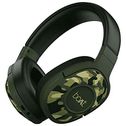 boAt Rockerz 550 Over Ear Bluetooth Headphones with Upto 20 Hours Playback, 50MM Drivers, Soft Padded Ear Cushions and Physical Noise Isolation(Army Green)