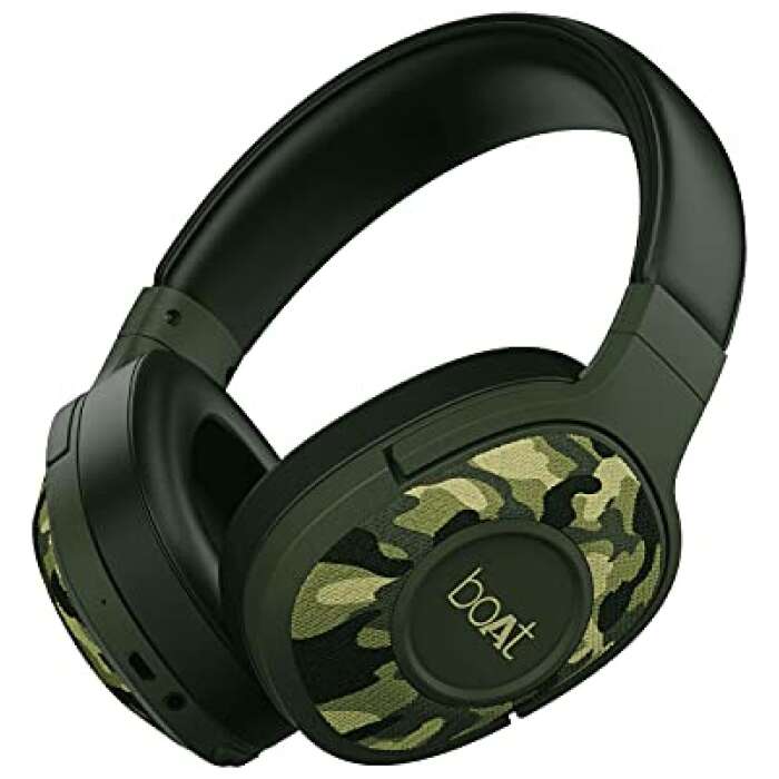 boAt Rockerz 550 Over Ear Bluetooth Headphones with Upto 20 Hours Playback, 50MM Drivers, Soft Padded Ear Cushions and Physical Noise Isolation(Army Green)