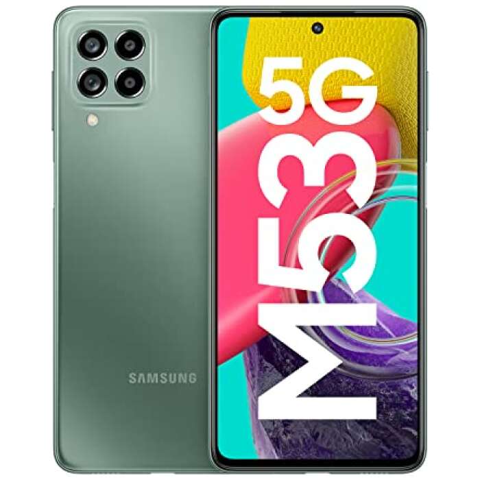 Samsung Galaxy M53 5G (Mystique Green, 6GB, 128GB Storage) | 108MP | sAmoled+ 120Hz | 12GB RAM with RAM Plus | Travel Adapter to be Purchased Separately