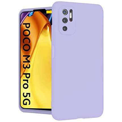 AE Mobile Accessories Back Case for Poco M3 Pro Liquid Silicone Silky-Soft Touch Full Body Protection Shockproof Cover Case (Purple)