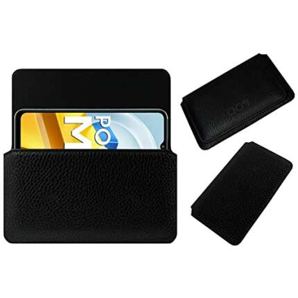 Acm Horizontal Case Compatible with Poco M5 Mobile Leather Cover Pouch Black