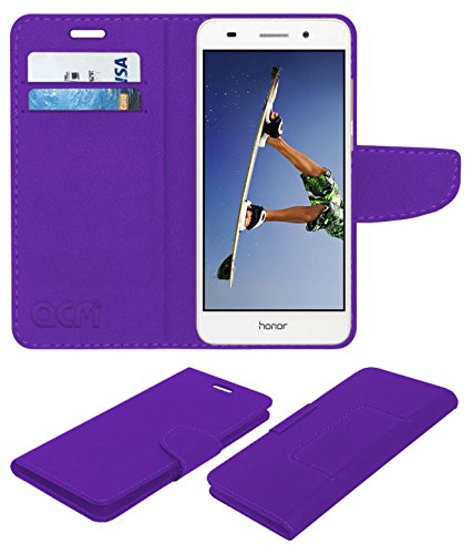 Acm Mobile Leather Flip Flap Wallet Case Compatible with Honor Holly 3 Mobile Cover Purple