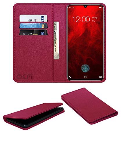 Acm Rich Leather Flip Wallet Flap Case Compatible with Vivo V11 Pro 1804 Mobile Flap Magnetic Cover Pink