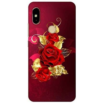 Arvi Enterprise Golden Red Rose Slim Light Weight Back Cover for Xiaomi Redmi Mi Y2 Or S2