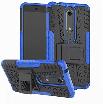 Cascov Nokia 6.1, Back Cover, Premium Real Hybrid Shockproof Bumper Defender Cover, Kickstand Hybrid Desk Stand Back Case Cover for Nokia 6.1 - Blue
