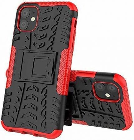 Cascov iPhone 11, Back Cover, Premium Real Hybrid Shockproof Bumper Defender Cover, Kickstand Hybrid Desk Stand Back Case Cover for iPhone 11 - Red