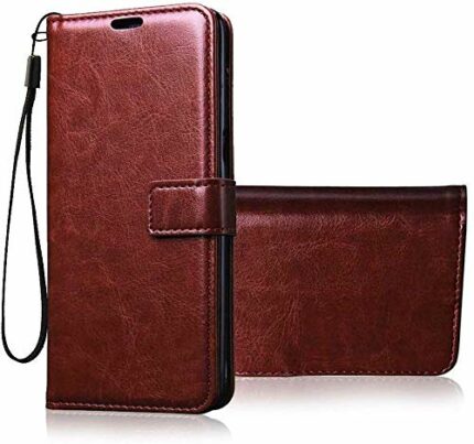 Cover Crafts Vintage Leather Wallet Flip Case Back Cover for VIVO S1 (Brown)