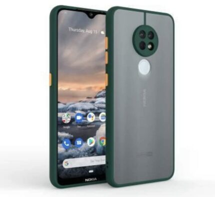 Dizgear 360 Degree Shockproof Slim {Camera Protection} Shockproof Anti-Slip Grip Smoke Back Cover for Nokia 7.2/6.2 - Dark Green