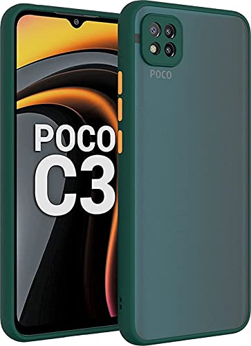 Glaslux Matte Translucent Camera Protection Case Cover for Poco C3 - Dark Green