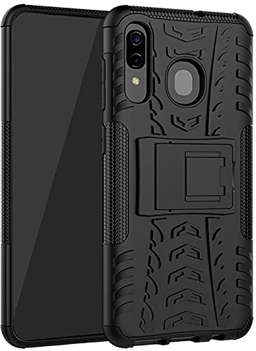 Glaslux Samsung Galaxy A20 / A30, Back Cover, Premium Real Hybrid Shockproof Bumper Defender Cover, Kickstand Hybrid Desk Stand Back Case Cover for Samsung Galaxy A20 / A30 - Black