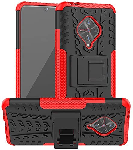 Glaslux Vivo S1 Pro, Back Cover, Premium Real Hybrid Shockproof Bumper Defender Cover, Kickstand Hybrid Desk Stand Back Case Cover for Vivo S1 Pro - Red