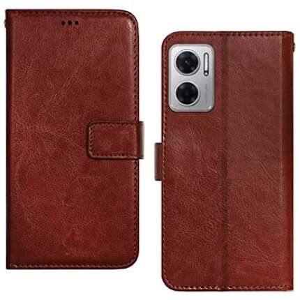 Inktree Redmi 11 Prime 5G Flip Case | Premium Leather Finish Flip Cover | with Card Pockets | Wallet Stand |Complete Protection Flip Cover for Redmi 11 Prime 5G - Brown