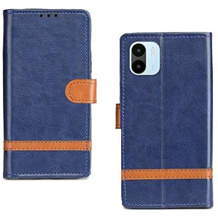 Inktree Redmi A1 2022 Flip Case | Premium Leather Finish Flip Cover |Complete Protection Flip Cover for Redmi A1 2022 - Blue Stripe