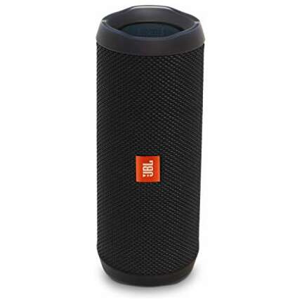 JBL Flip 4, Wireless Portable Bluetooth Speaker with Mic, JBL Signature Sound with Bass Radiator, Vibrant Colors with Rugged Fabric Design, JBL Connect+, IPX7 Waterproof & AUX (Black)