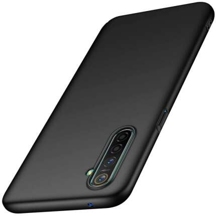 LazyLion Back Cover Case for Realme XT, Silicone Shockproof Phone Case with [Soft Anti-Scratch Microfiber Lining] Black (Pack of 1)