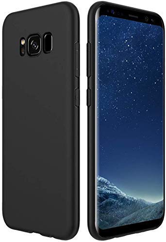 LazyLion Back Cover Case for Samsung Galaxy S8 Plus, Silicone Shockproof Phone Case with [Soft Anti-Scratch Microfiber Lining] Black (Pack of 1)