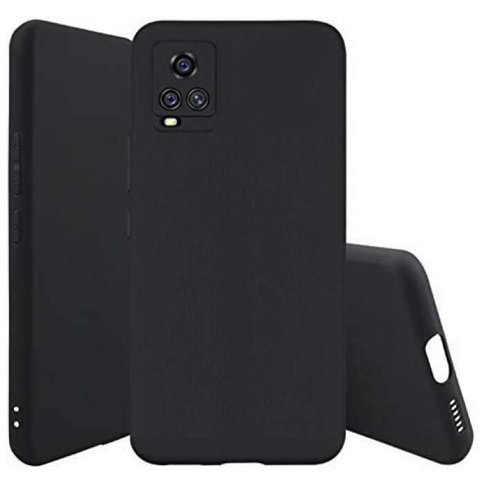 LazyLion Back Cover Case for Vivo V20 Pro, Silicone Shockproof Phone Case with [Soft Anti-Scratch Microfiber Lining] Black (Pack of 1)