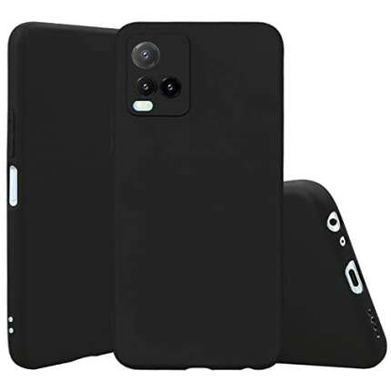 LazyLion Back Cover Case for Vivo Y21 (2021), Silicone Shockproof Phone Case with [Soft Anti-Scratch Microfiber Lining] Black (Pack of 1)