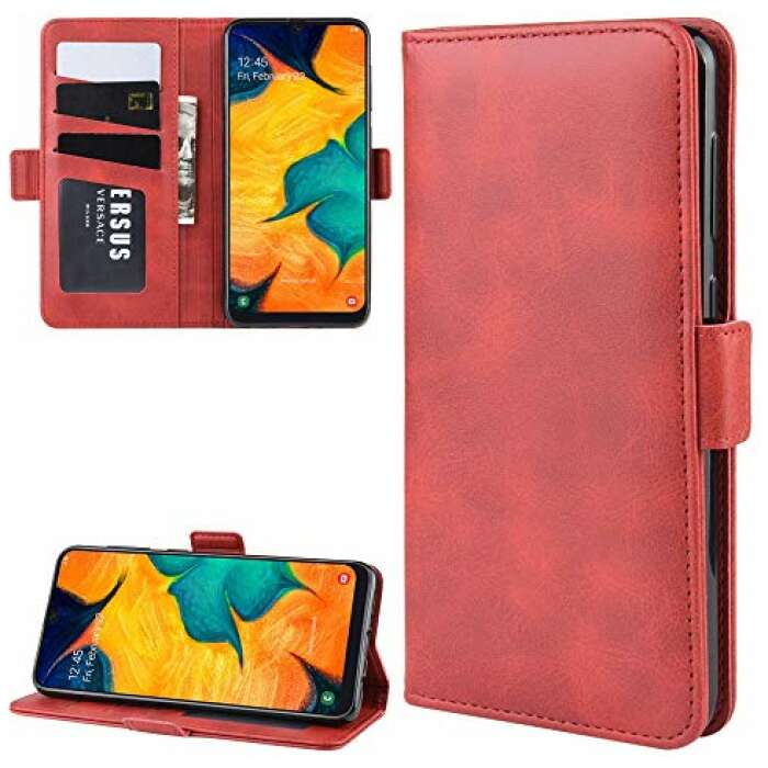 Mobile Phone Case for Galaxy A30/A20 Double Buckle Business Mobile Phone Holster with Card Wallet Bracket Function Phone Accessories