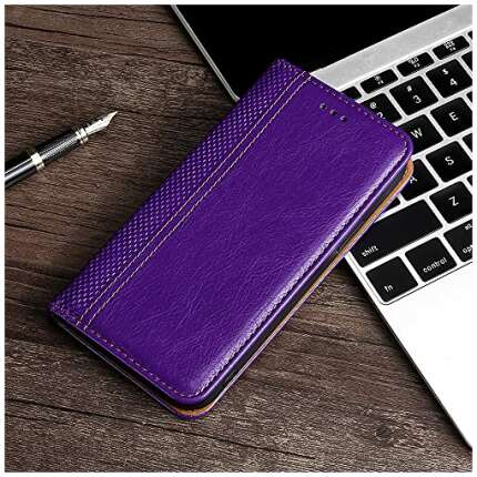Mobile Phone Case for Samsung Galaxy A22 5G Grid Texture Magnetic PU + TPU Horizontal Flip Leather Case with Holder & Card Slot Phone Accessories