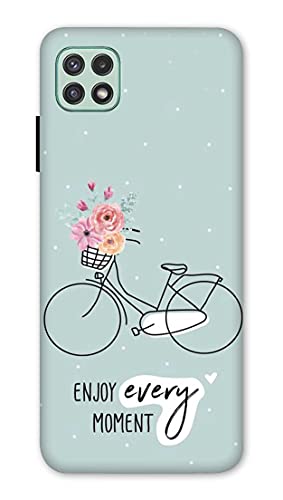 NDCOM Plastic Enjoy Every Moment Printed Hard Mobile Back Cover for Samsung Galaxy A22 5G, Multicolor