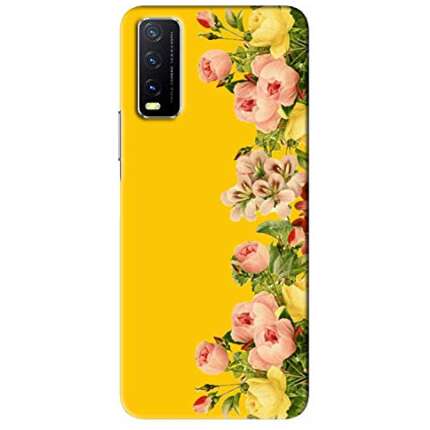 NDCOM® Yellow Flowers Printed Hard Mobile Back Cover Case for VIVO Y20