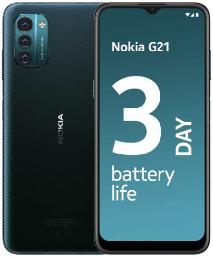 Nokia G21 Android Smartphone, Dual SIM, 3-Day Battery Life, 4GB RAM + 64GB Storage, 50MP Triple AI Camera | Nordic Blue