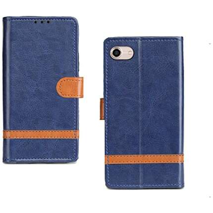 Pinaaki Enterprises Gionee S10 Lite Flip Cover I with Card Pockets | Wallet Stand |Complete Protection Designer Flip Case for Gionee S10 Lite - Blue with Stripe