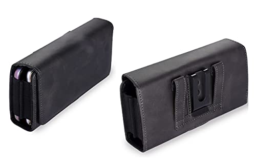WHITBULL Dual Phone Holster Belt Pouch Case Double Decker Belt Clip Case for Mobile 6.8 inch Phone Holder (Black)