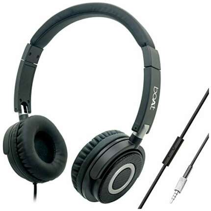 boAt Bassheads 900 Wired On Ear Headphones with Mic (Carbon Black)