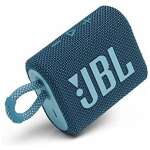 JBL Go 3, Wireless Ultra Portable Bluetooth Speaker, JBL Pro Sound, Vibrant Colors with Rugged Fabric Design, Waterproof, Type C (Without Mic, Blue)