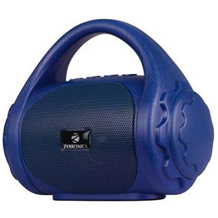 Zebronics ZEB-COUNTY 3W Wireless Bluetooth Portable Speaker With Supporting Carry Handle, USB, SD Card, AUX, FM & Call Function (Blue)