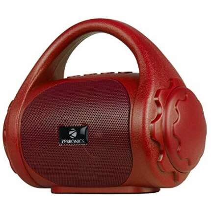 Zebronics ZEB-COUNTY 3W Wireless Bluetooth Portable Speaker With Supporting Carry Handle, USB, SD Card, AUX, FM & Call Function (Red)